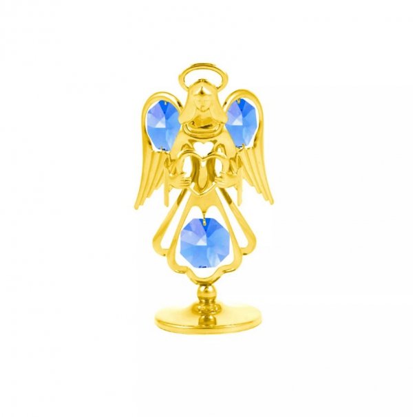 Pozłacana figurka z kryształkami STRASS Swarovski. Wys. 7,5 cm.