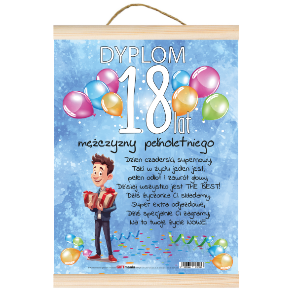Dyplom pełnoletniego mężczyzny 18 lat