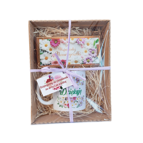 Zestaw "DLA NAUCZYCIELKI - DZIĘKUJĘ" - KUBEK + CZEKOLADA