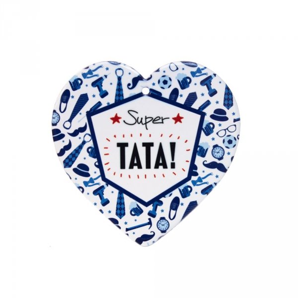 Ceramiczna tabliczka w kształcie serca &quot;Super Tata&quot;