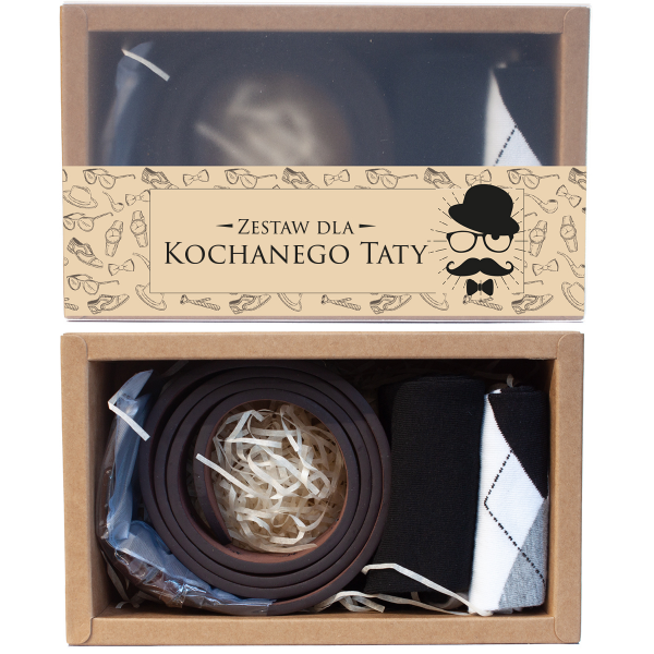 Zestaw prezentowy Dla Taty  - Pasek i kpl 2x skarpetki.20.5x12x6.5 cm