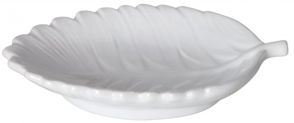 TALERZ LIŚĆ BIAŁY PERŁOWY 20x13x3,5 cm