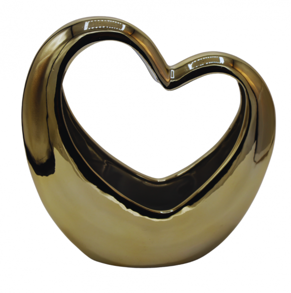 DONICZKA CERAMICZNA SERCE ZŁOTE 24,6x10,3x23,5 cm