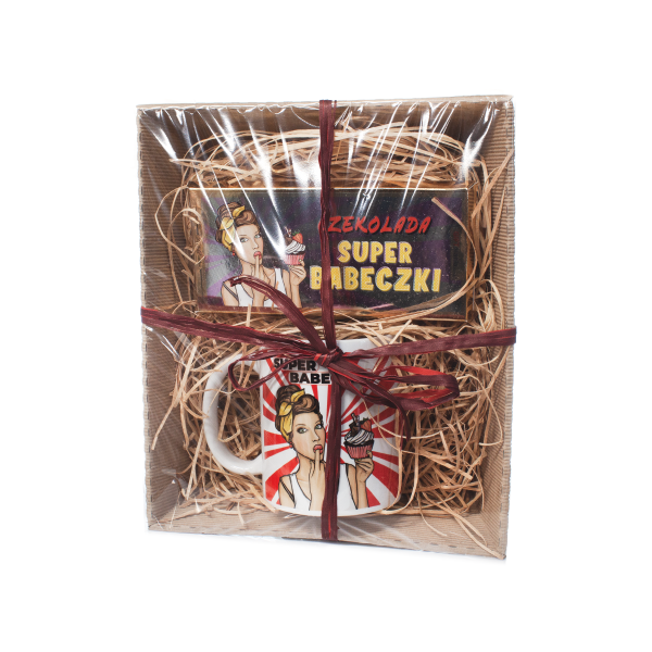 Zestaw dla super babeczki   - kubek z napisem "Super babeczka " +czekolada