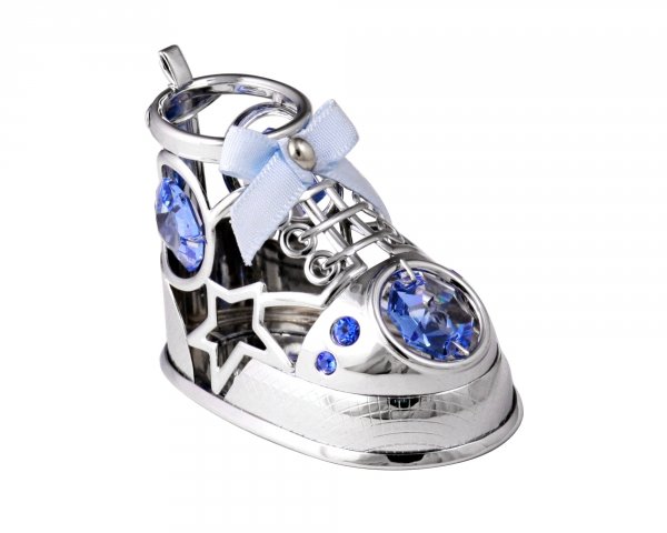 Srebrna figurka BUCIK z kryształkami STRASS. Niebieski 7×4,6 cm