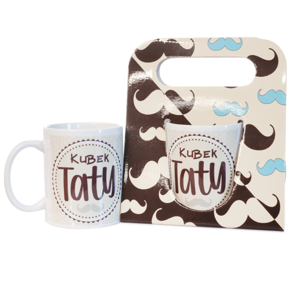 Kubek ceramiczny w ozdobnym opakowaniu z napisem &quot;Kubek Taty&quot;