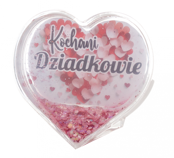 Ramka DLA DZIADKÓW serce z różowym brokatem. 10x4.5x9.5 cm