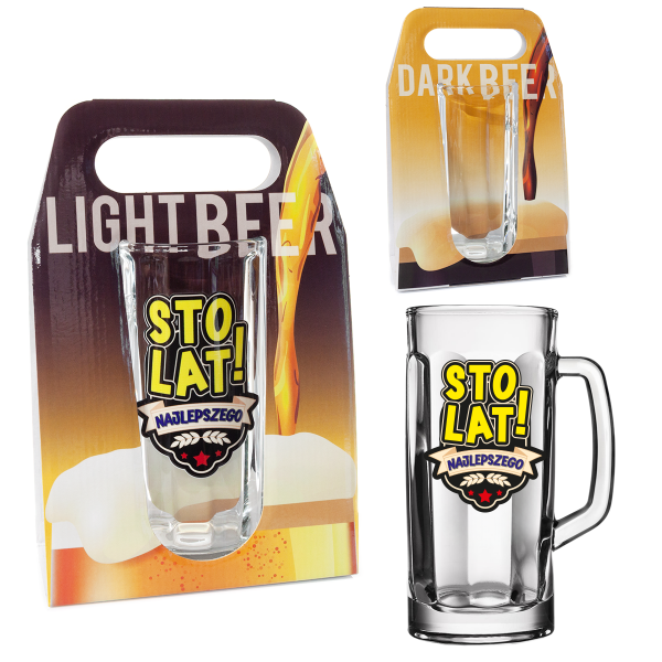 Kufel do piwa  "STO LAT" w ozdobnym opakowaniu. 500 ml