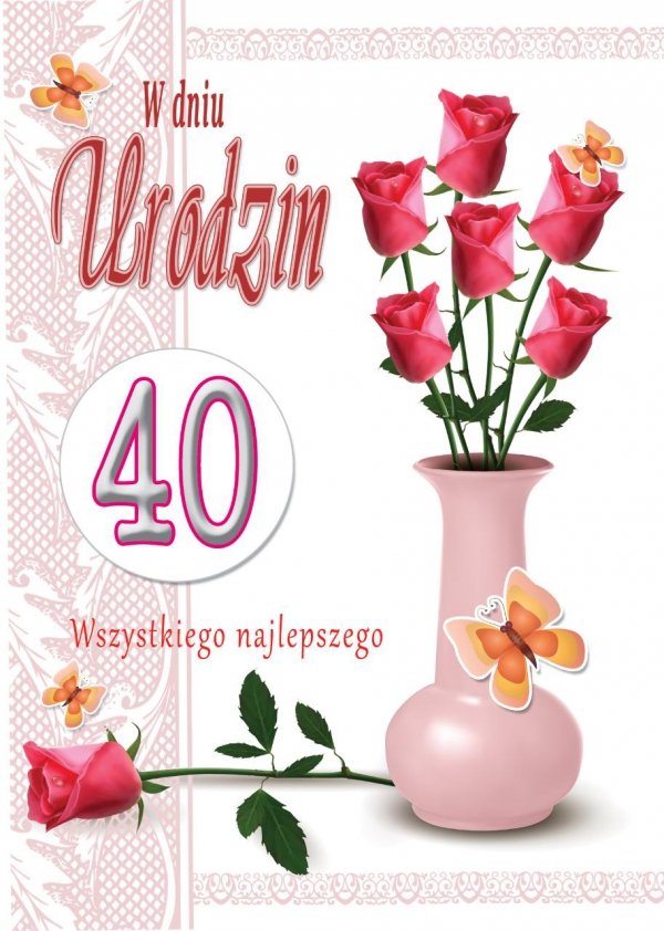 Karnet okolicznościowy z kopertką 'W Dniu 40 Urodzin&quot;'