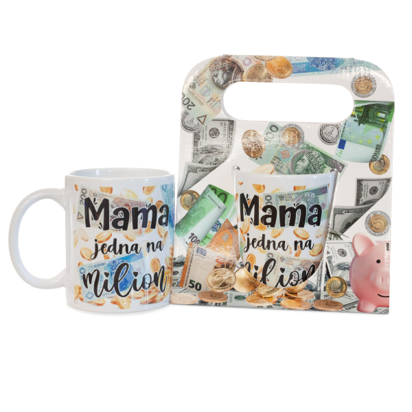 Kubek ceramiczny w ozdobnym opakowaniu z napisem &quot;Mama jedna na milion&quot;