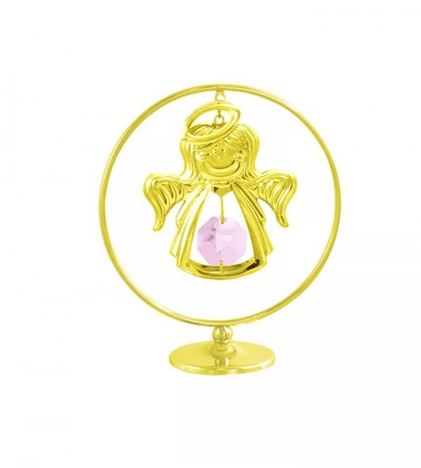 Pozłacana figurka z kryształkami STRASS Swarovski. wys.7,5 cm.
