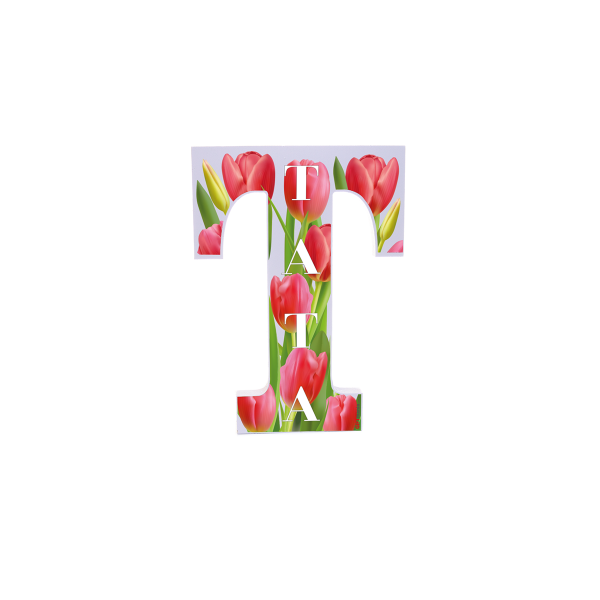 Litera 3d z napisem TATA tulipany, 15 cm