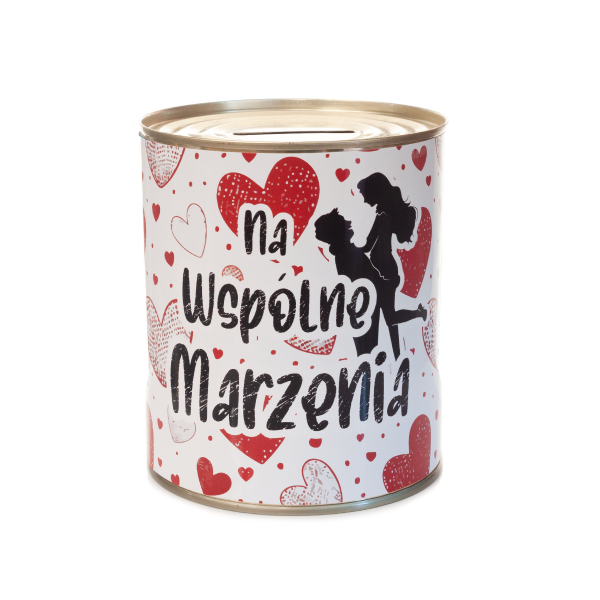 Skarbonka metalowa z napisem &quot;NA WSPÓLNE MARZENIA&quot;