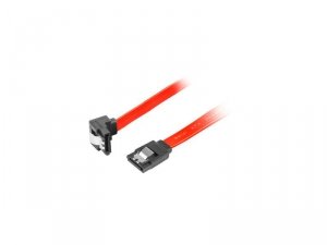 Kabel SATA Lanberg DATA III (6Gb/s) F/F 0,3m kątowy metalowe zatrzaski czerwony