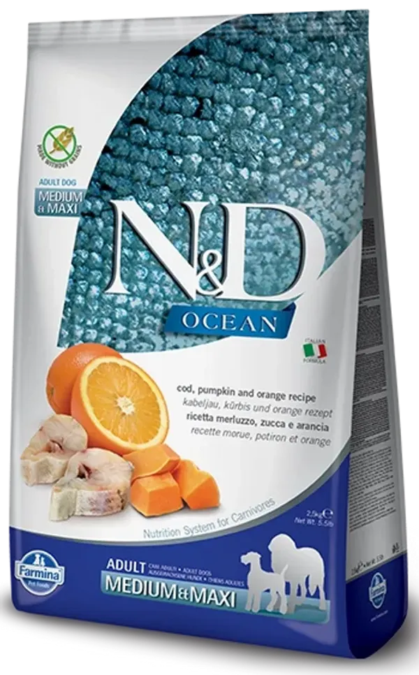 Farmina N&D Ocean Canine Adult Medium&Maxi Cod Pumpkin&Orange 12kg